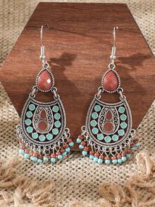 TopHanqi Ensemble de boucles d'oreilles bohèmes vintage pour femmes, boîte aveugle aléatoire de boucles d'oreilles à franges géométriques, bijoux de style Mori polyvalents - Multicolore - Voir 6