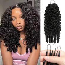 Rambut Rajut Manusia Keriting Burma, Ekstensi Rambut Rajut Manusia Keriting Burma, Dapat Digunakan Kembali, Tidak Terlihat, Tanpa Simpul, Bundel Rambut Rajut Manusia 18 Inci, Hitam Alami - Natural Black - View 1