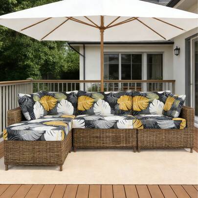 1件装户外牛奶丝印花沙发套，花卉图案，四季通用，防尘，弹性设计，可拆卸水洗，现代时尚沙发垫，适用于户外、客厅、餐厅、卧室