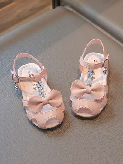1 Pair Summer New Girls Sandals, Soft Sole Comfortable Open Toe Bowknot Princess Shoes