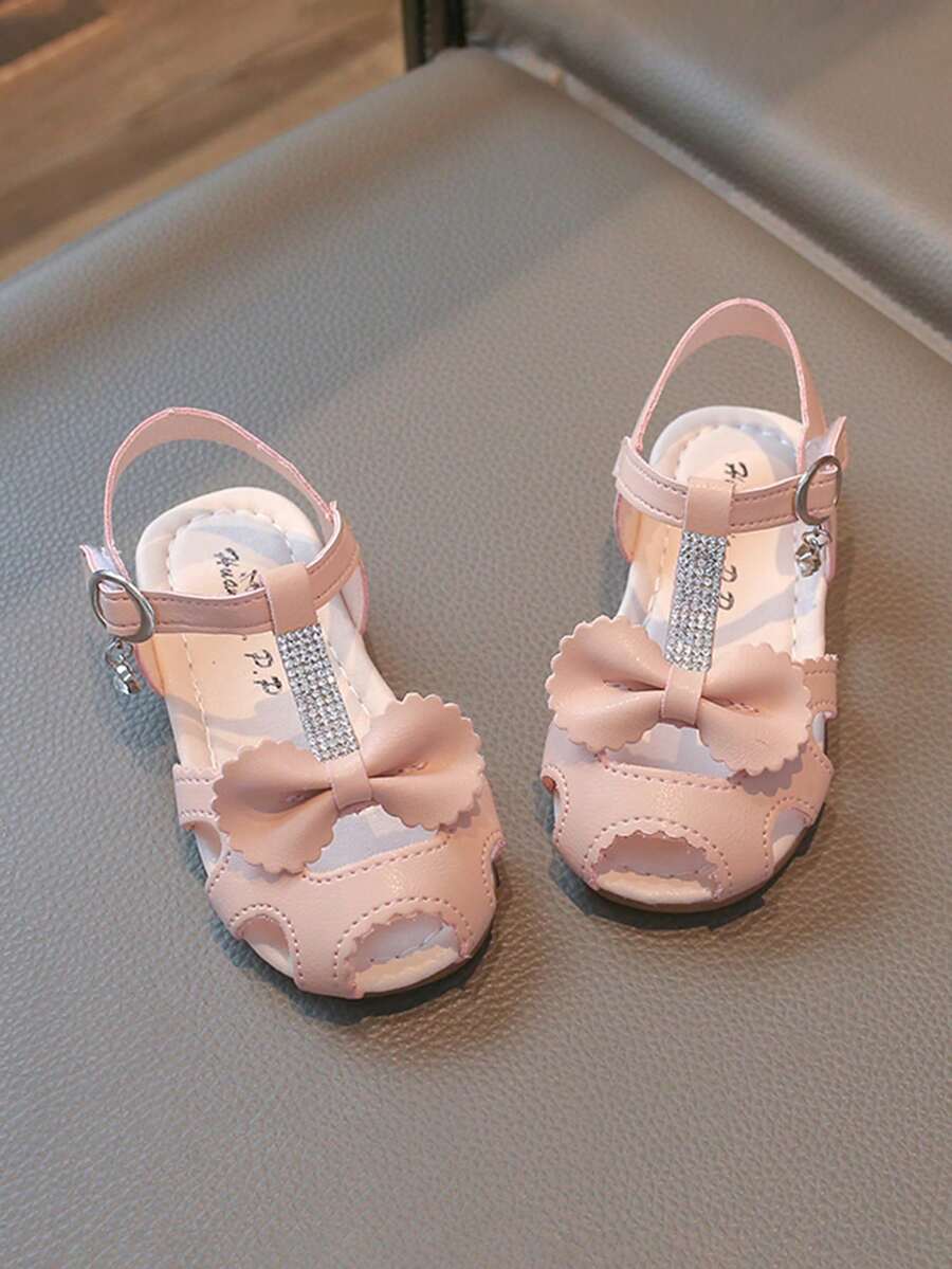 1 Pair Summer New Girls Sandals, Soft Sole Comfortable Open Toe Bowknot Princess Shoes - Pink - View 1
