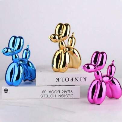 1 tượng chó bằng nhựa resin mạ điện màu hồng kiểu Bắc Âu, đồ trang trí nhà cửa thu nhỏ sáng tạo.