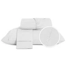 400 Thread Count Sheet Set, 2 And 3 Pieces, Luxury Hemstitch, Single, Double, Queen, King, High Quality - BRANCO - Ver 7