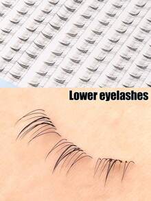 120簇C型卷翘柔软自然新手友好型卷翘蓬松多功能假睫毛，甜美酷炫可爱卡通风格分段式睫毛簇，单簇睫毛 - 查看 1