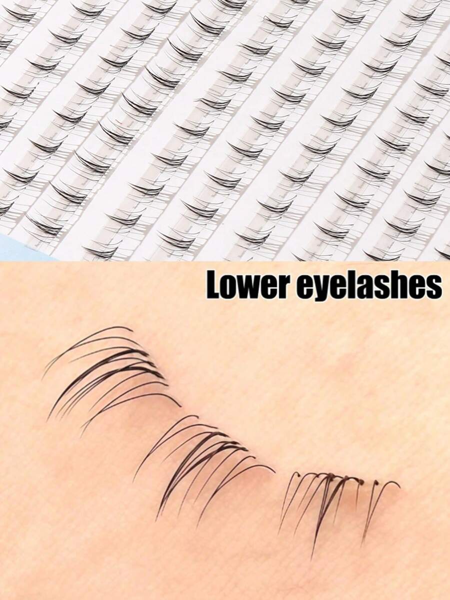 120簇C型卷翘柔软自然新手友好型卷翘蓬松多功能假睫毛，甜美酷炫可爱卡通风格分段式睫毛簇，单簇睫毛 - 查看 1