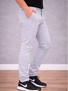 Men's Plus Size Tailored Twill Trousers With Cotton And Elastane, Assorted Colors - 冰 - 查看 2