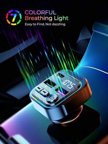 PD30W 车载快充，双 USB-A 和 Type-C 三口输出，支持蓝牙 5.3 免提通话和音乐播放，带 RGB 灯效，双音乐模式（蓝牙 + USB），兼容 12-24V 车辆，适用于 iPhone 和安卓手机，Type-C 充电器，iPhone 充电器，车载用品，旅行必备 - Holder - 查看 6