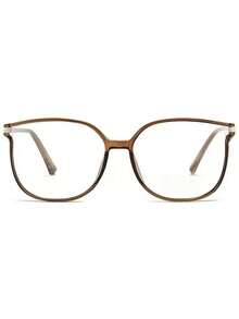 1PC Women's Plastic Metal Contrast Color Square Cat Eye Casual Daily Workplace, Personalized Street Style Glitter Shiny Youthful Flat Lens , Computer Glasses, Suitable For Back To School, Work, Street Style, Reading, Dating, Etc. - Cold Tea - View 2