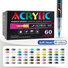 Bộ 12/24/36/48/60/80/120 bút dạ acrylic bơm trực tiếp, đầu mềm không lem mực, màu sắc rực rỡ, thích hợp vẽ graffiti và tô màu, mực khô nhanh, dung lượng lớn, lý tưởng cho học sinh, vẽ tranh, viết nhật ký và ghi chú. - Nhiều màu - Xem 14