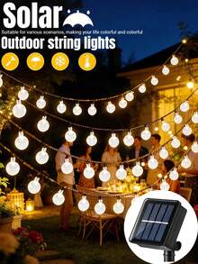 1PC 20/50/100 LED Solar Crystal Bubble Ball Light String -8 Flashing Modes, Waterproof Fairy Light, Outdoor Garden Light String, Suitable For Garden, Courtyard, Tree, Lawn, Porch, House, Balcony, Pavilion, Tavern, Wedding, Party, Festival Decoration - White-8Mode - View 3