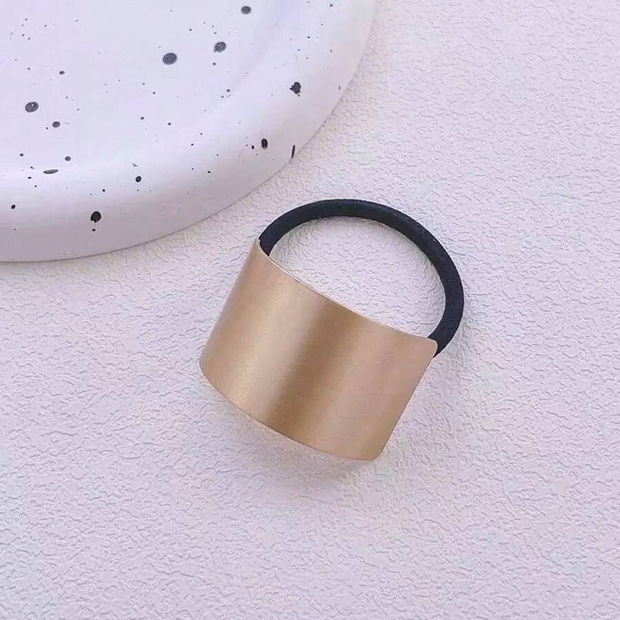 1PC Brushed Effect Rectangular Hair Tie - Gold - View 1