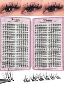 Hinarin 432 Cluster Eyelash Book C Curl DIY Natural Anime Cross And Fluffy Style Eyelash Extensions Suitable For Beginners Reusable Pre-Made Left And Right Eye Lash Clusters Individual Eyelashes, Lashes, Fake Lashes - C - View 2