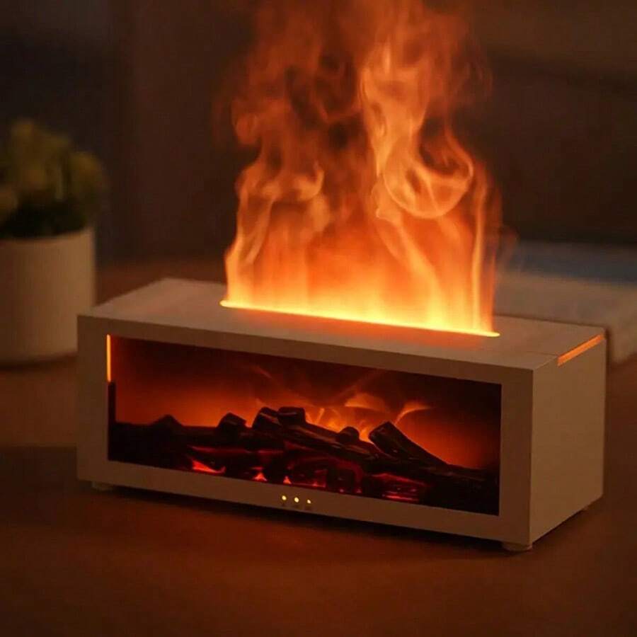 3D Flame Aroma Diffuser, Essential Oil Humidifier With Colorful Ambient Lighting, Remote Control & Ultrasonic Mist, Suitable For Office, Bedroom, Holiday Gift - 彩色 - 查看 1