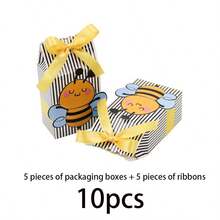 Hộp quà tặng thắt nơ sọc đen trắng (10 chiếc/20 chiếc), hộp đựng hình con ong thích hợp cho tiệc sinh nhật, tiệc mừng em bé, Ngày của Mẹ, Ngày của Cha, Lễ Tạ ơn, Giáng sinh, Lễ tốt nghiệp, đám cưới. - Nhiều màu - Xem 10