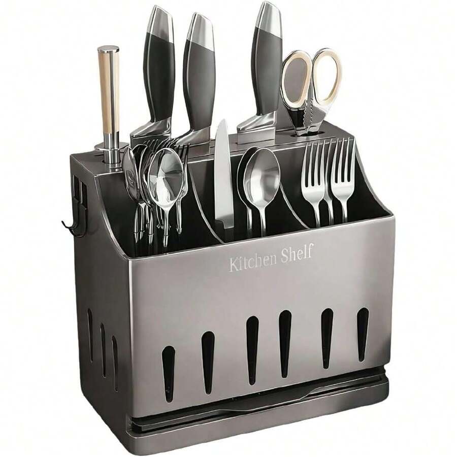Universal Stainless Steel Knife And Utensil Holder – Countertop Knife Storage Rack, Detachable Knife Block For Kitchen, Storage Rack For, 44596565 - Multicolor - View 1