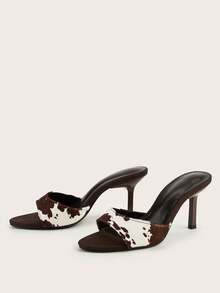 Buckle Party Party Banquet Sexy Brown Cow Print Open Toe Faux Silk Polka Dot Peep Toe Stiletto High Heel Sandals,Spring Summer Outfits - Multicolor - View 5