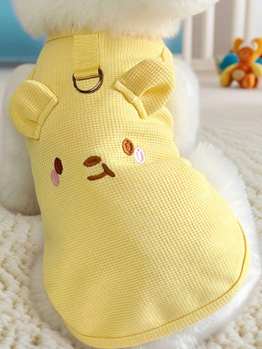 1件可爱小熊户外轻便背心，萌熊图案，春夏服装，猫咪服装，狗狗服装，兔子服装，狗狗宠物配件，狗狗宠物用品，猫咪宠物用品，公狗服装，母狗服装，猫咪服装，狗狗配件