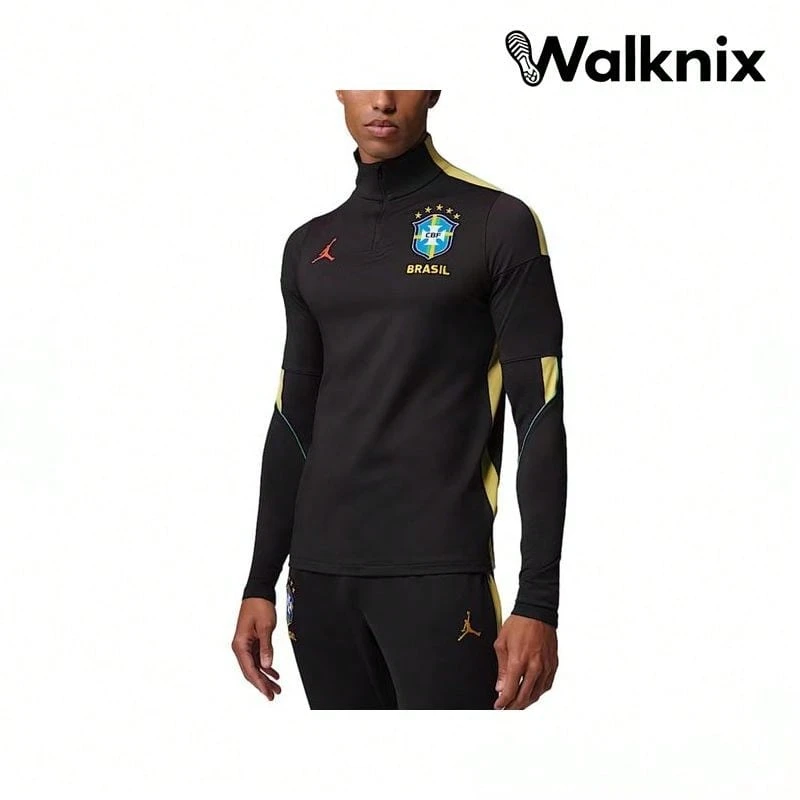 Jordan Dri-Fit Strike Brazil Team Quick-Dry Slim-Fit Pullover Long Sleeve Football Shirt Tops Men - Multicolor - View 1