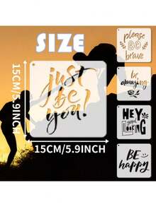 15pcs/Set Random Pattern Inspirational Quote Hollow Template, Lucky English Stencils For Spray Painting, Hand Painting, Printing On Wood, Fabric, Wall, Glass, Reusable Plastic Material - Motivational Words - View 3