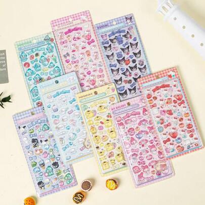 1张可爱卡通浮雕贴纸 - 可重复使用的DIY装饰贴纸，适用于文具、剪贴簿、笔记本电脑、包包和少女风装饰 | 新年、情人节和复活节的完美礼物