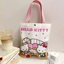 Sanrio 女款大容量托特包/單肩包/旅行包，Hello Kitty 帆布托特包，可愛 KT 托特單肩包，卡通百搭托特包，大容量通勤包，適合旅行、開學、通勤 - 彩色 - 查看 2