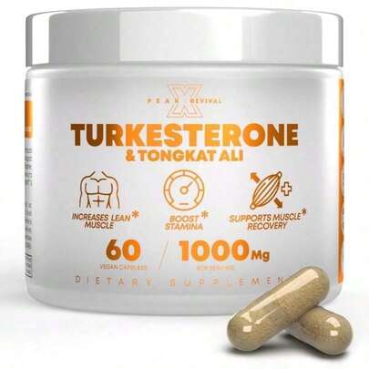 Peak Revival-X Turkesterone + Tongkat Ali + Colostrum – Testosterone, Muscle Growth & Energy Support – 60 Capsules