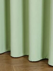 1pc Solid Color Polyester Curtain, Blackout Curtain To Darken Room During Power Outage, Heat Insulating Curtain For Kitchen, Dining Room, Living Room, Bedroom - Green - View 8