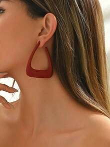 1 Pair Vintage Geometric Minimalist Exaggerated Triangle Earrings, Suitable For Daily Wear By Women - 黃金 - 查看 9