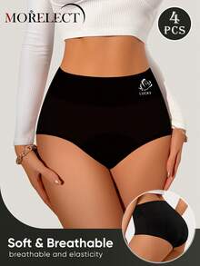 Morelect 4 piezas de ropa interior menstrual a prueba de fugas para mujeres, pantis triangulares cómodos - Negro - Ver 4