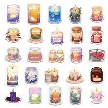 50pcs Scented Candle Stickers, Decorative For Scrapbooking, Diary, Planner, Envelope, Greeting Card, Notebook, Laptop, Handbag, Phone, Guitar, Skateboard, Luggage - Scented Candles - View 6