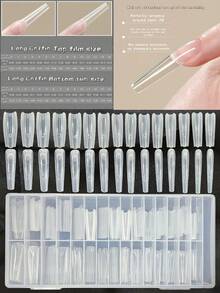 240pcs Sandwich Dual Nail Forms 15 Sizes Nail Molds For Builder Gel Quick Nails Extension, No Paper Forms Needed, Reusable Full Cover Plastic Nail Molds Prevents Gel Stacking & Warping For Salon Nail Art Tools, Beginners & Pros DIY At Home Nail Supplies, Christmas Nail,New Year,Festival Gift (Long Coffin/Long Oval/Long Almond) - Clear - View 1