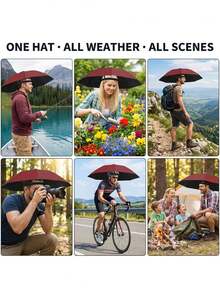 Portable Hat Umbrella, Head Design, Multi-Scenario Use - Fishing, Gardening, Hiking, Photography, Outdoor Work, Lightweight And Portable - Foldable And Storable - A - View 7
