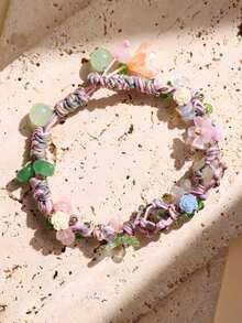 1 chiếc vòng tay nữ thủ công dệt từ đá tự nhiên và hoa, trang sức thời trang thường ngày và dự tiệc. - Nhiều màu - Xem 4