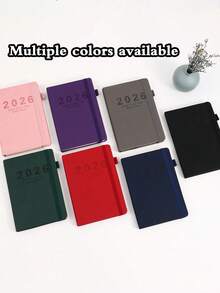 1Pc 2026 Weekly & Monthly Planner, 12 Month Agenda Schedule Book With Elastic Band, Hardcover PU Leather Diary With Bookmark Ribbon & Pen Loop, 7 Colors Available For Work School - Multicolor - View 8