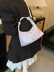 Túi đeo vai đính sequin, hàng mới về, chất liệu có họa tiết, phong cách giản dị, thanh lịch và độc đáo, túi xách tay và túi đeo chéo dung tích lớn hình gối. - Nhiều màu - Xem 6