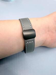 1 dây đeo da cho đồng hồ thông minh , dây đeo từ tính gập thoáng khí thời trang, phù hợp với Mi Band 8/9/10/NFC - Xám - Xem 3