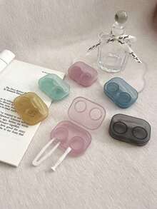 1/2/Pcs Retro Chic Candy-Colored Mini Contact Lens Case Colorful Contact Lens Case Kit With Mirror Compact, Portable Soak Storage Kit Eye Contacts For Eyes Colored,Holiday Essentials,Travel Essentials,Cheap,Festival Essentials,Essentials - Multicolor - View 4