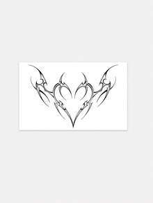 1 Tattoo Sticker Dark Thorn Heart Tattoo Sticker Sweet Cool Style Thorn Heart Temporary Tattoo Sticker, Washable, PVC, Disposable, Waterproof And Sweatproof, Non-Reflective On Arm And Back, Realistic Tattoo, Suitable For People, Daily Use, Lasts 3-5 Days - Black - View 4
