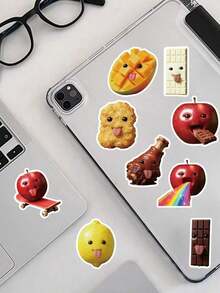 53pcs Funny Food Stickers With Hilarious Expressions And Playful Poses, Customizable, Waterproof Vinyl Material, Suitable For Fridge, Lunchbox, Bringing Joy And Laughter - 多色 2 - 查看 2