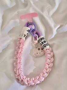 SANRIO 粉色格子猫咪编织挂绳，适用于手机、车钥匙、相机等，通用 - 彩色 - 查看 11