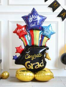 2pcs Graduation Aluminum Foil Balloon Set, Includes Standing Graduation Cap + Base, 2026 Gold Connected Number Aluminum Foil Balloons, Suitable For 2026 Graduation Commemoration Theme, Graduation Party, School Graduation Ceremony, Classroom Stage Atmosphere Decoration Balloons - Multicolor - View 5
