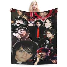 G-Gerard Way MCR Soft Blanket  Novelty Travel Office Throw Blanket Couch Chair Flannel Bedspread Sofa Bed Cover - 紅白色 - 查看 13