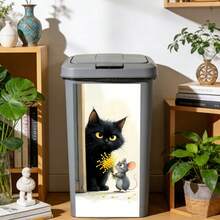 1 pieza Pegatina de cubo de basura de dibujos animados divertidos, diseño de patrón de animales lindos, adecuado para cubo de basura exterior, pegatina de vinilo impermeable y resistente al sol removible, mural único para cubo de basura de jardín - Multicolor - Ver 8