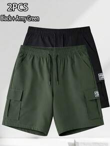 Bộ 2 quần short thể thao nam nhiều túi, thiết kế dây rút ở eo, thích hợp cho các hoạt động ngoài trời mùa hè và mặc thường ngày. - Nhiều màu - Xem 5