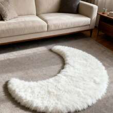 1pc White Moon-Shaped Rug, Decorative Carpet, Bedroom Decor, Small Rug, Carpet, Home Decor, Living Room Rug, Living Room Small Rug, Bedroom Rug, Living Room Home Decor, Outdoor Rug, Washable Rug - Multicolor - View 2
