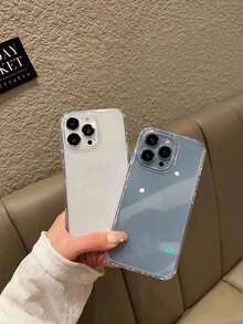 Pelindung Layar Minimalis 2pcs Alas Transparan Lukisan Warna-warni Lubang Besar Lukisan Warna Solid Tahan Guncangan Casing Pelindung Ponsel Tebal Dicetak Kompatibel Dengan iPhone 17, 17 Pro, 17 Pro Max, 16/16 Pro Max, 15 XR/7/8, 15 Pro Max, 12 Pro Max, 13 Pro Max, 14 Pro Max, 13, 14, 11, 12P, 14P, 11P, 12 Casing Ponsel Anti-Jatuh Soft Shell, XS, XR/7 8P, 7 8GES2 Casing Ponsel Hadiah Bisnis - Clear - View 2