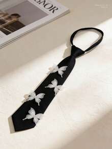 1件男女通用拉链领结领带，深色系，适合日常佩戴、派对和聚会等场合。 - 彩色 - 查看 2