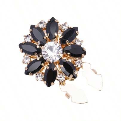 Vintage Crystal Collar Pin - Floral Design Collar Clip To Secure Collar And Add Charm To Outfits