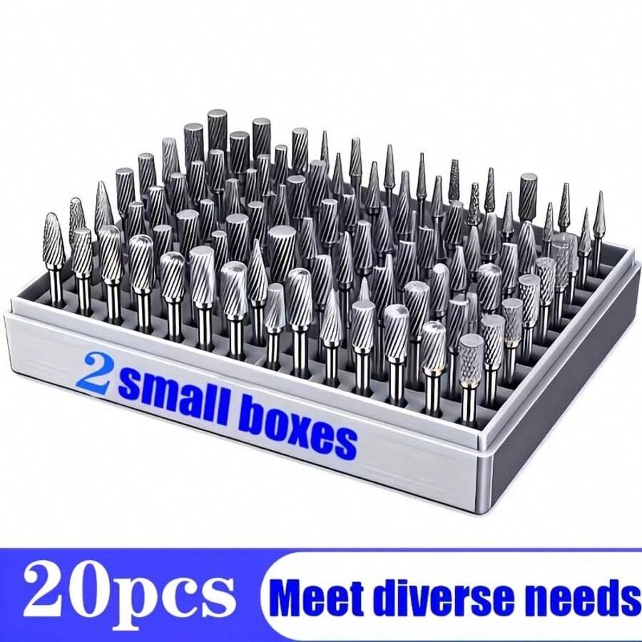20pcs Steel Rotary Rasp Set, Durable Woodworking Grinding Milling Cutter, Suitable For Woodworking, Carving And Polishing, Woodworking Rasp, Woodworking Tools, Carving Tools, Professional Grade Grinding Heads, Compact Tool Kit