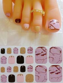 Nail Art Toe Stickers, Assorted Designs Including Glitter, Cartoon Hearts, Geometric Patterns, Solid Colors, Versatile Mixed Styles, Easy Application With Scraper - Multicolor - View 34